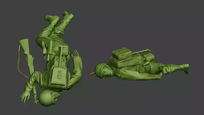 American soldier ww2 killed2 A11 3D print model