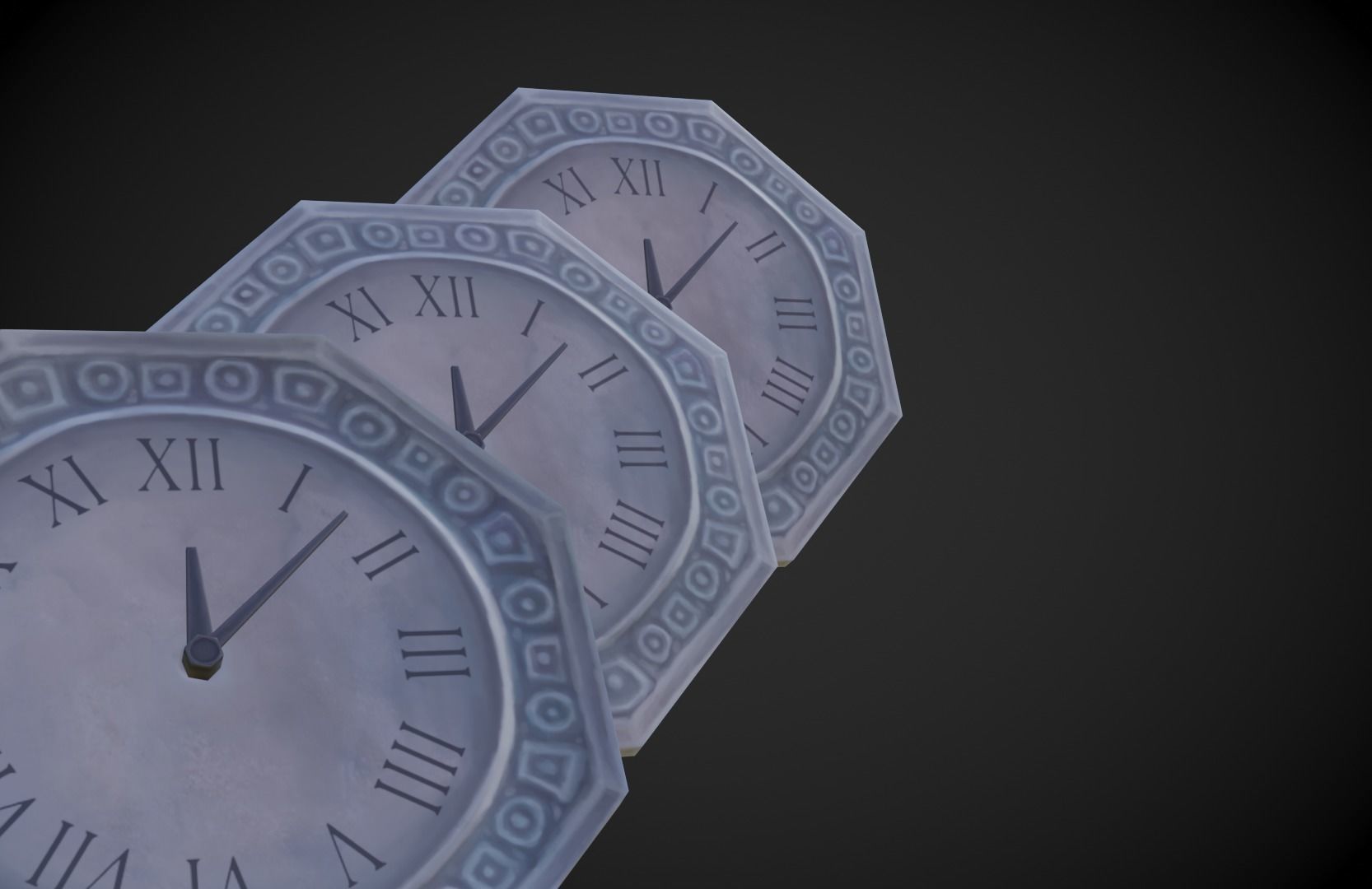 Wall Clocks - Stylized Low-poly 3D model_9