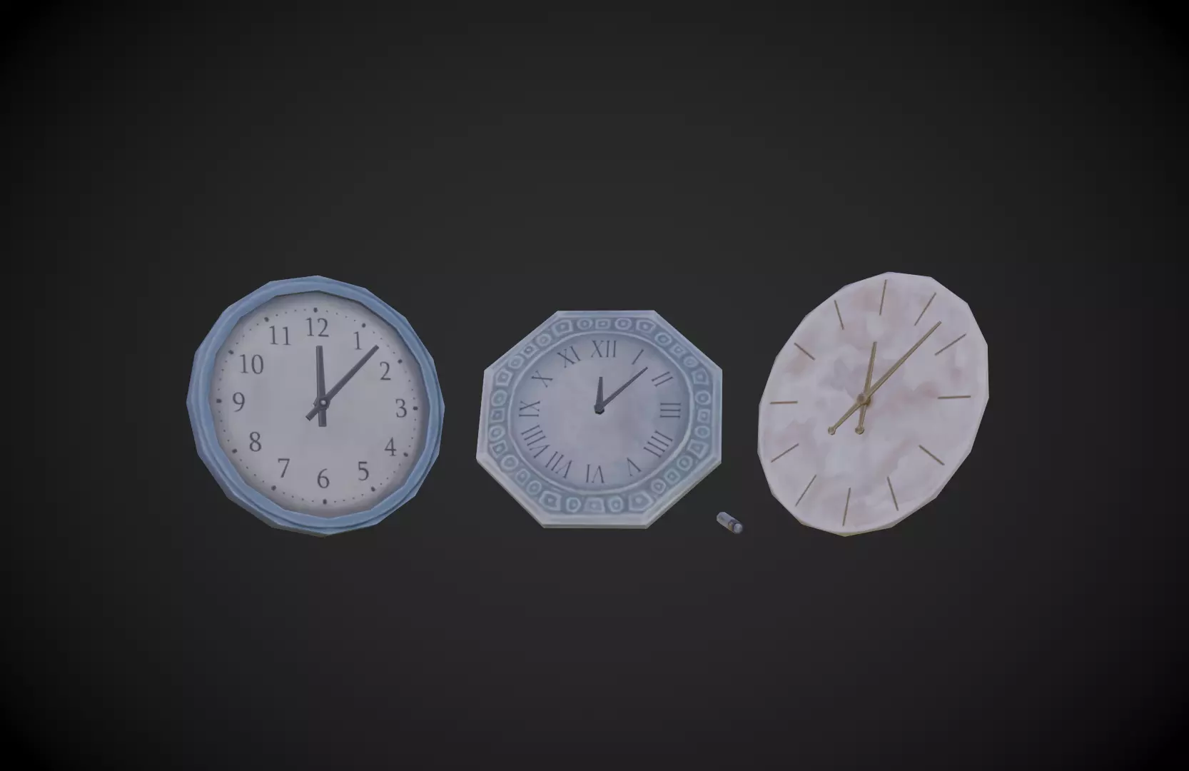 Wall Clocks - Stylized Low-poly 3D model_0