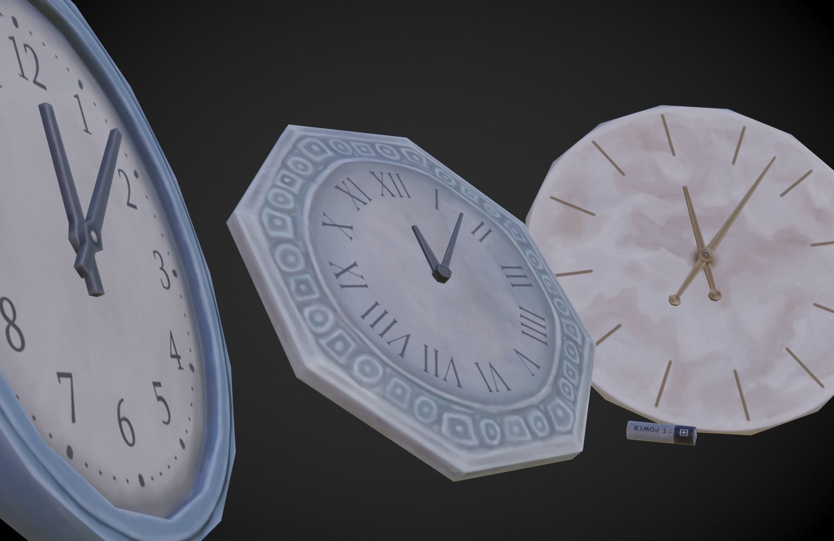 Wall Clocks - Stylized Low-poly 3D model_1