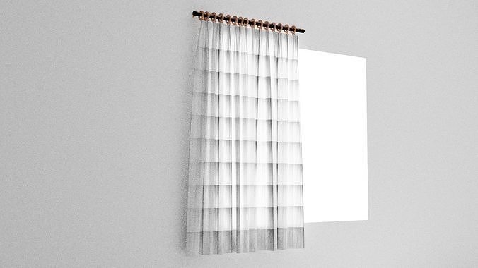 Curtain hanging on wall Low-poly 3D model