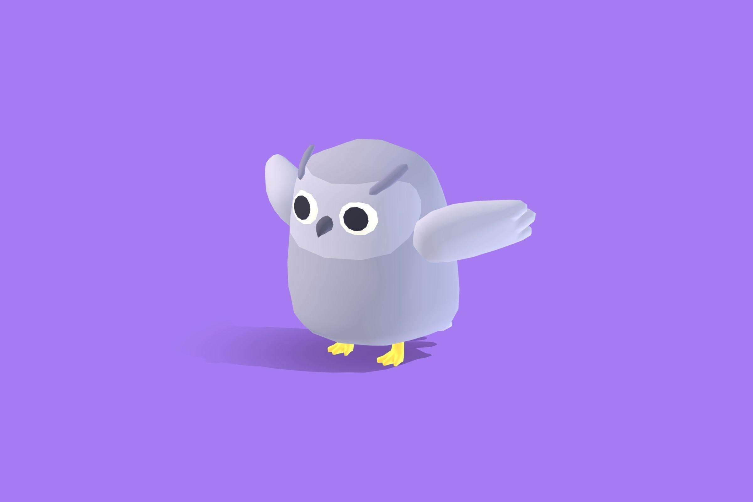Snow Owl - Quirky Series Low-poly 3D model_13