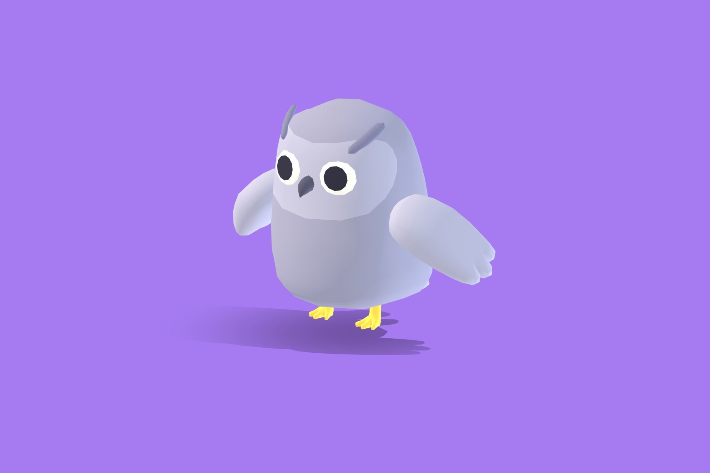 Snow Owl - Quirky Series Low-poly 3D model_3