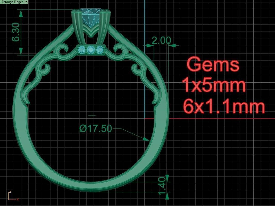 Woman ring 19 3D print model_4