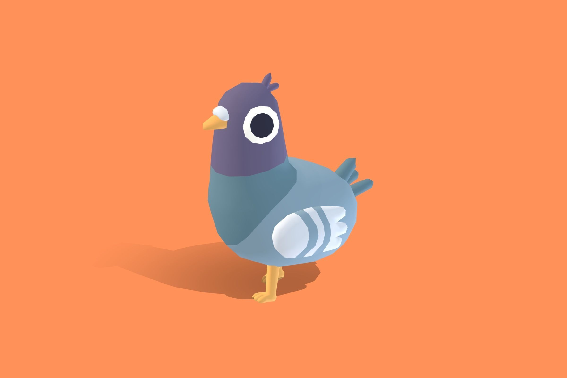 Pigeon - Quirky Series Low-poly 3D model_8
