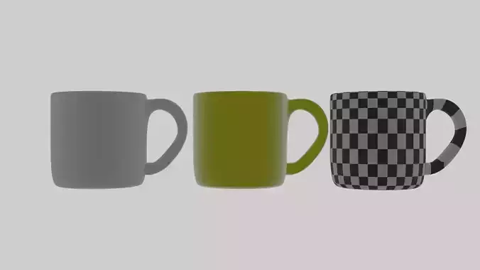 Three mugs Free 3D model