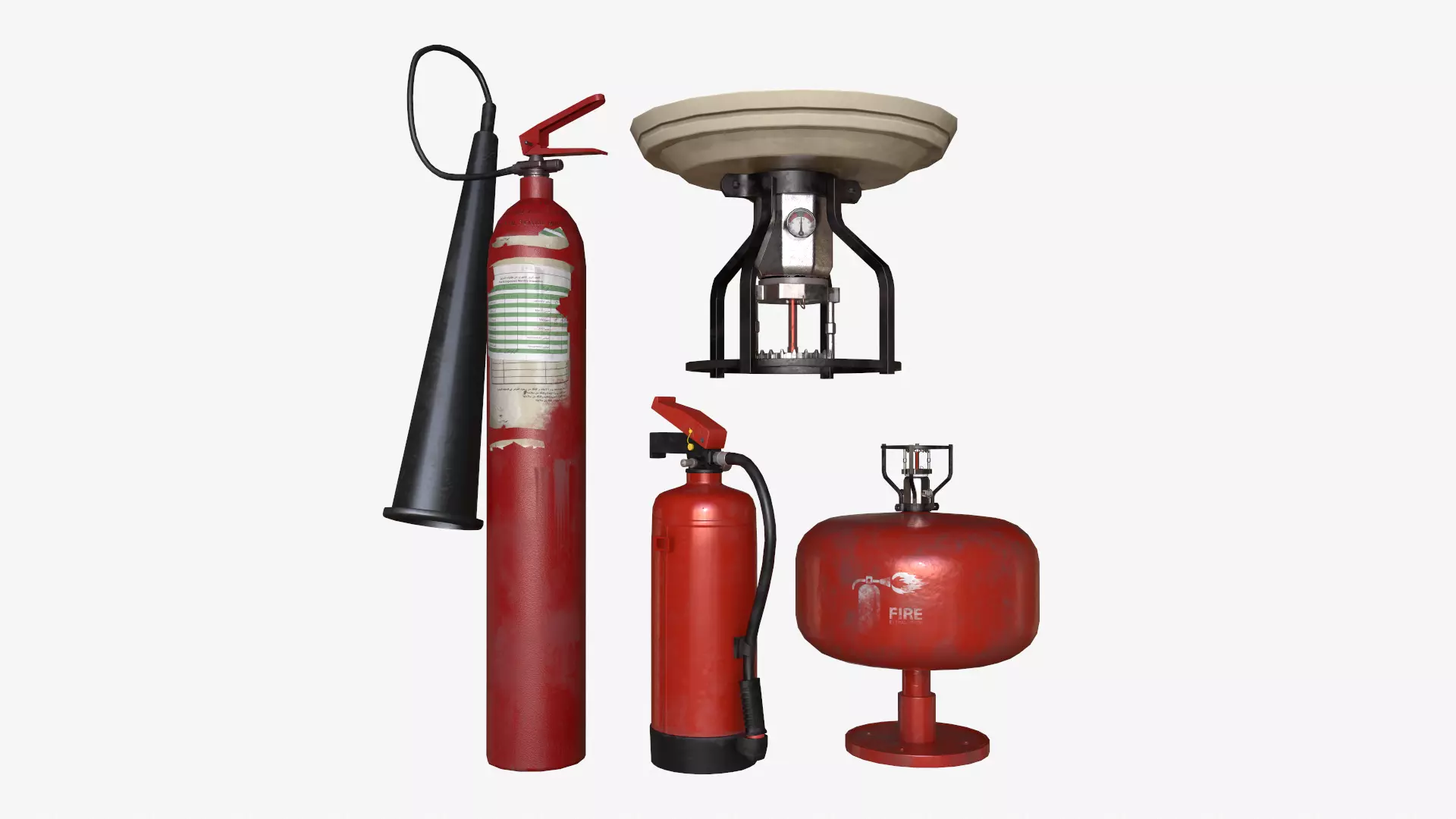 Fire equipment collection 02 PBR Low-poly 3D model_0