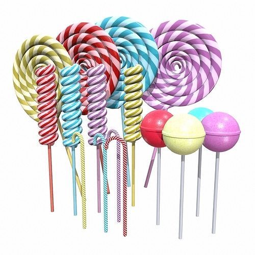 Christmas Colorful lollipops 3D Model Collection