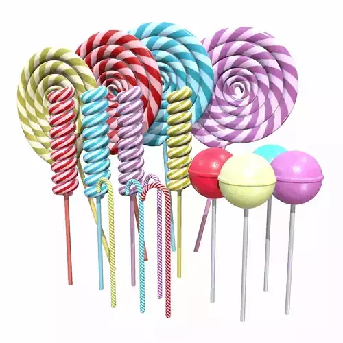 Christmas Colorful lollipops 3D Model Collection