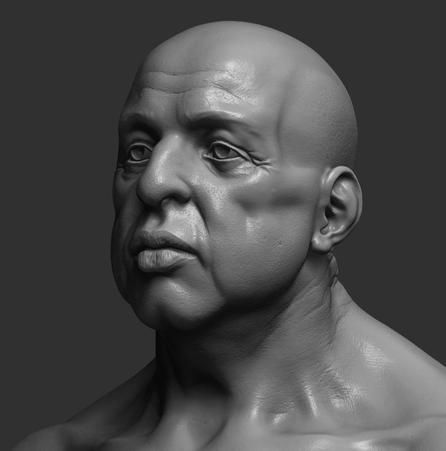 Fat male - 6 subdevisions and 3d printable version  Low-poly 3D model_3