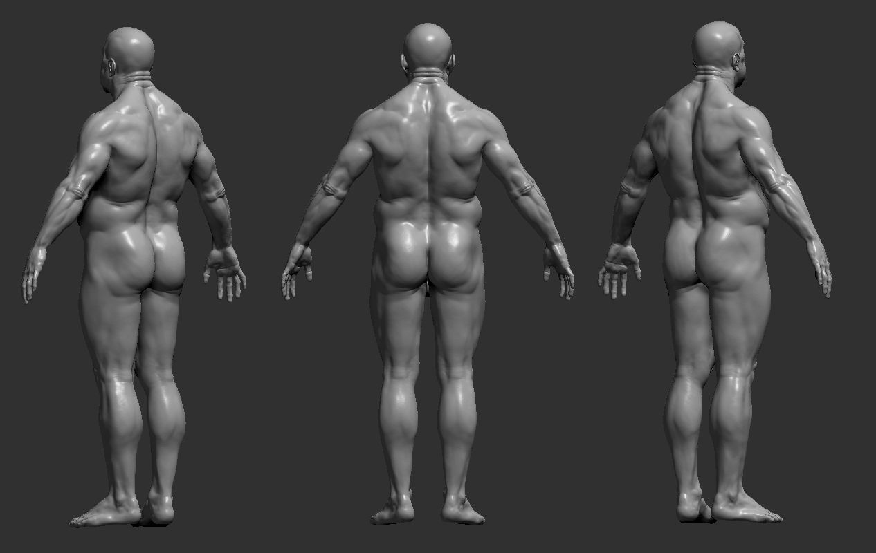 Fat male - 6 subdevisions and 3d printable version  Low-poly 3D model_10