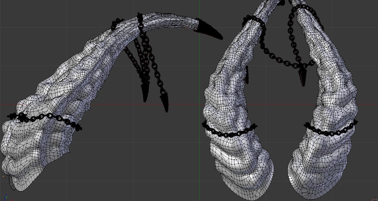 Horns with chains Low-poly 3D model_5