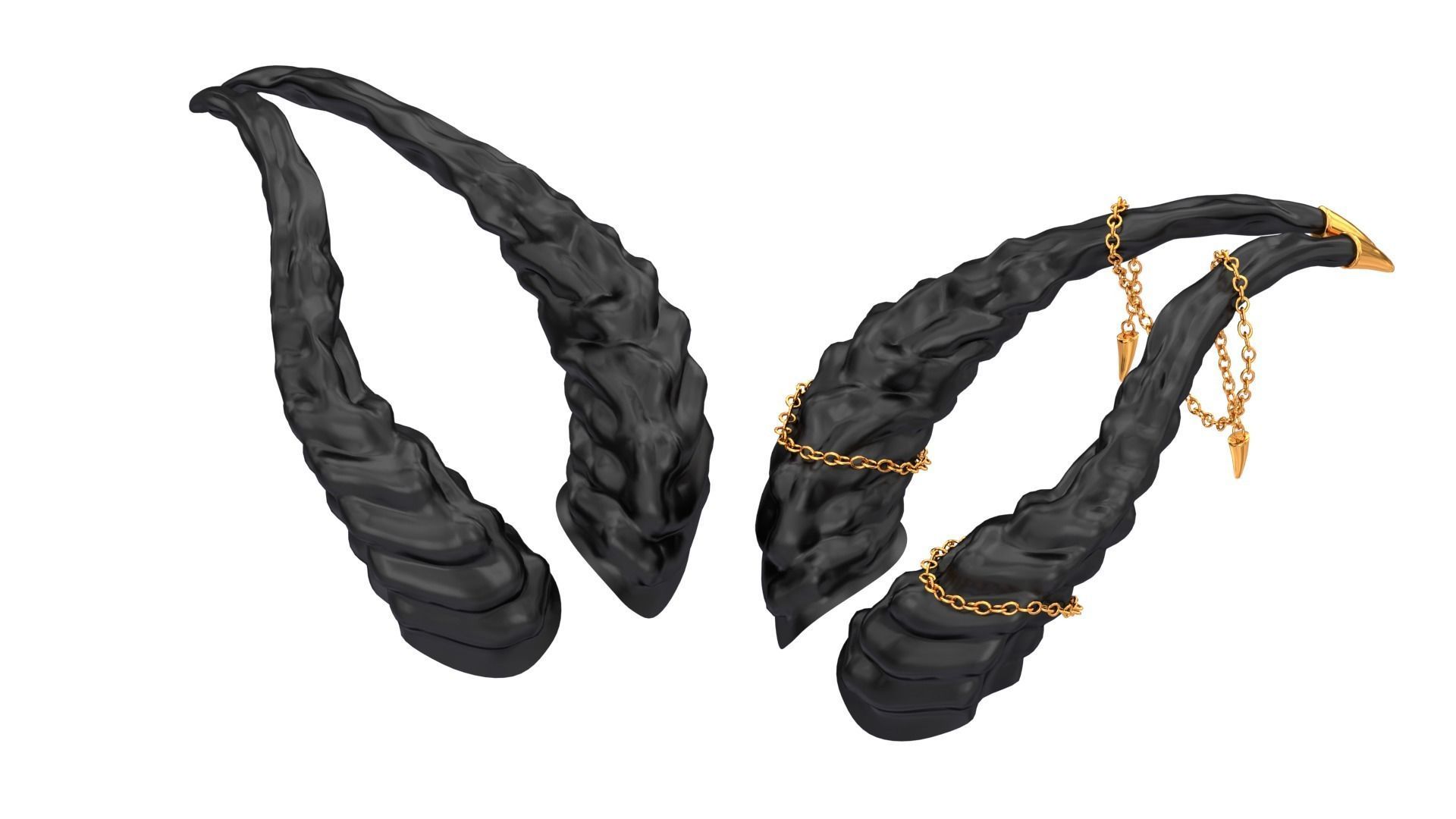 Horns with chains Low-poly 3D model_2