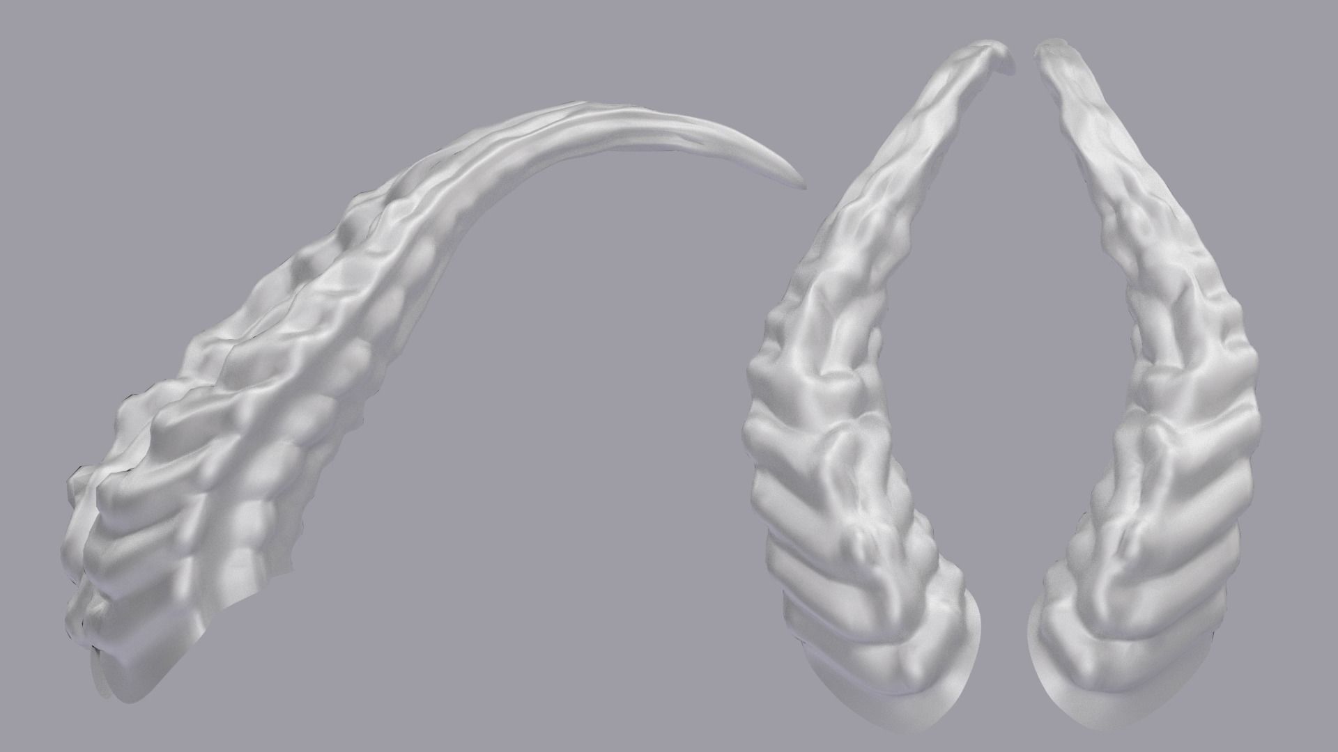 Horns with chains Low-poly 3D model_4