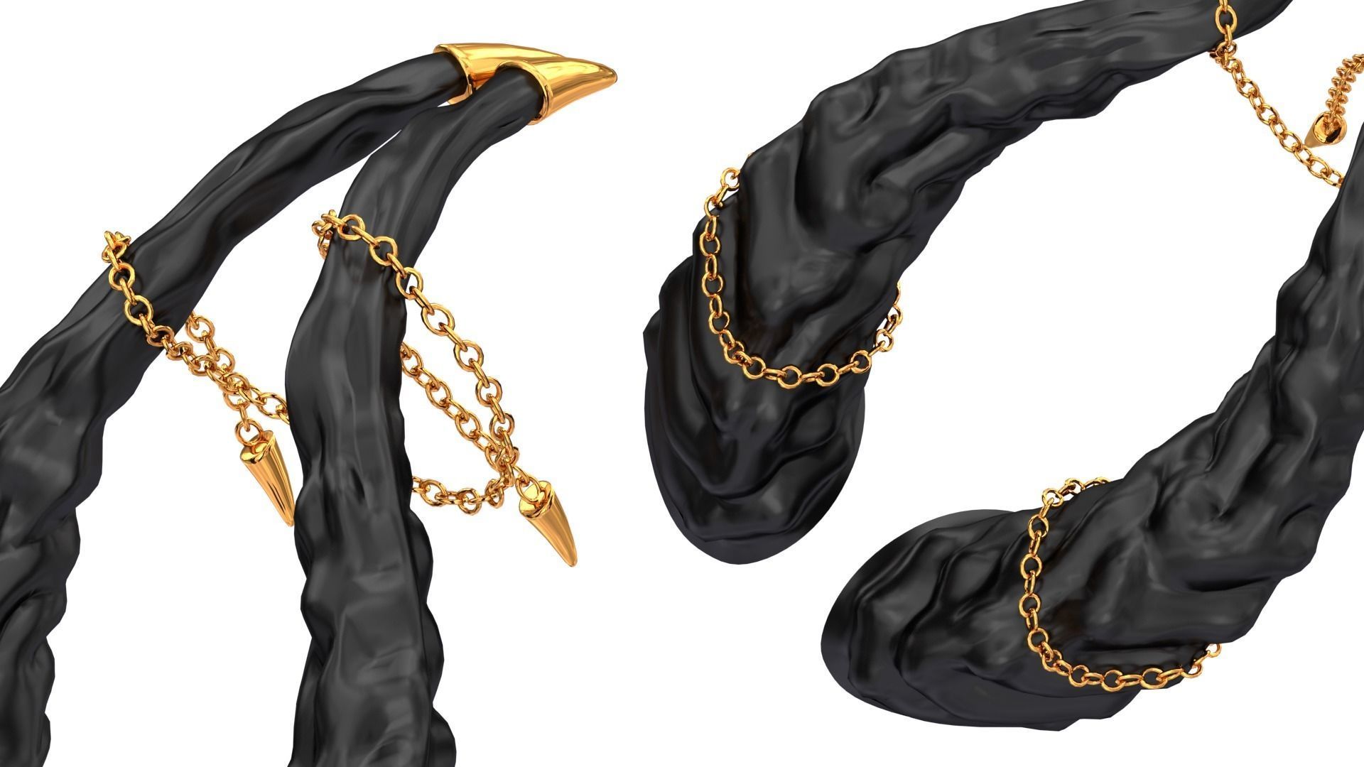 Horns with chains Low-poly 3D model_1