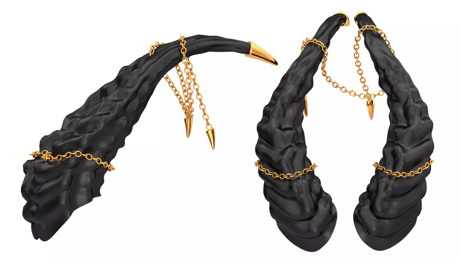 Horns with chains Low-poly 3D model_0
