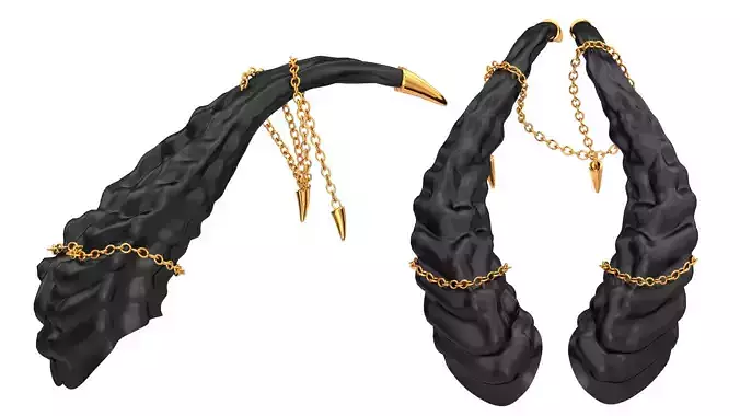 Horns with chains Low-poly 3D model