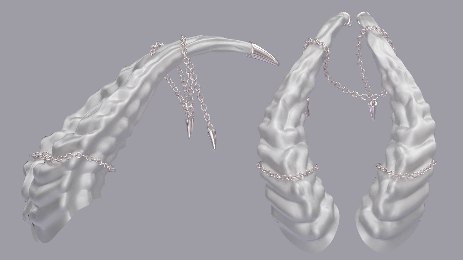 Horns with chains Low-poly 3D model_3