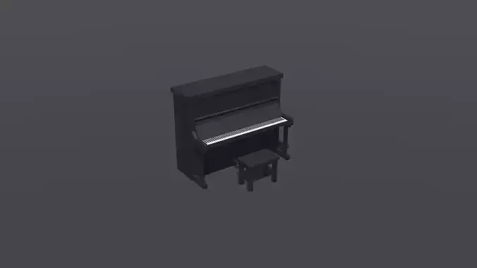 Piano upright lowpoly Low-poly 3D model