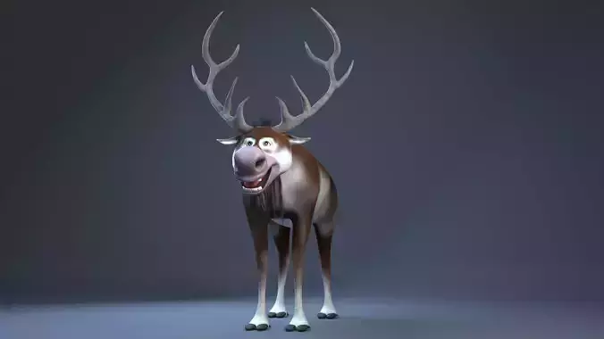 cartoon snow deer  Low-poly 3D model
