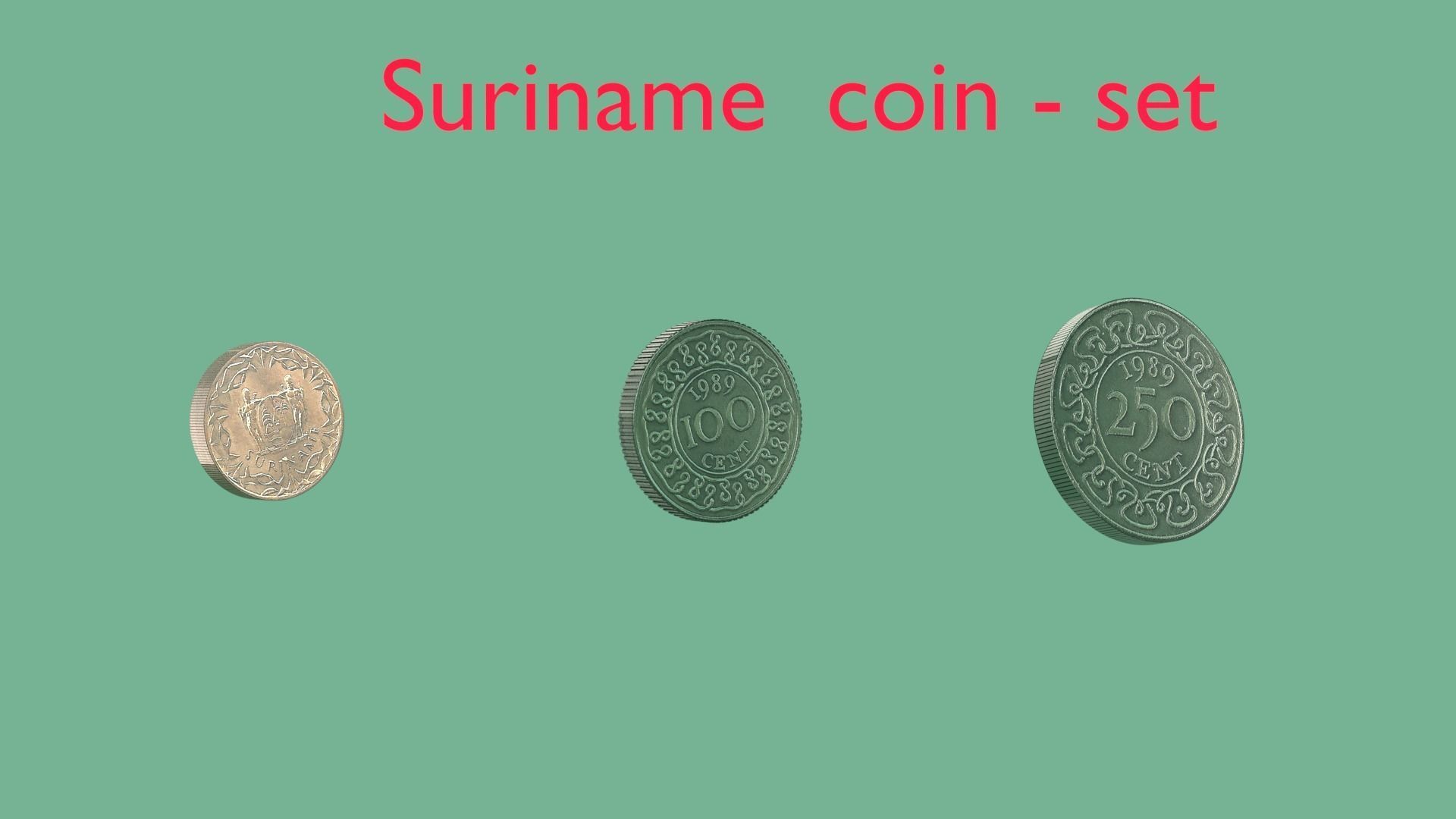 Suriname coin - set model 3D model_3