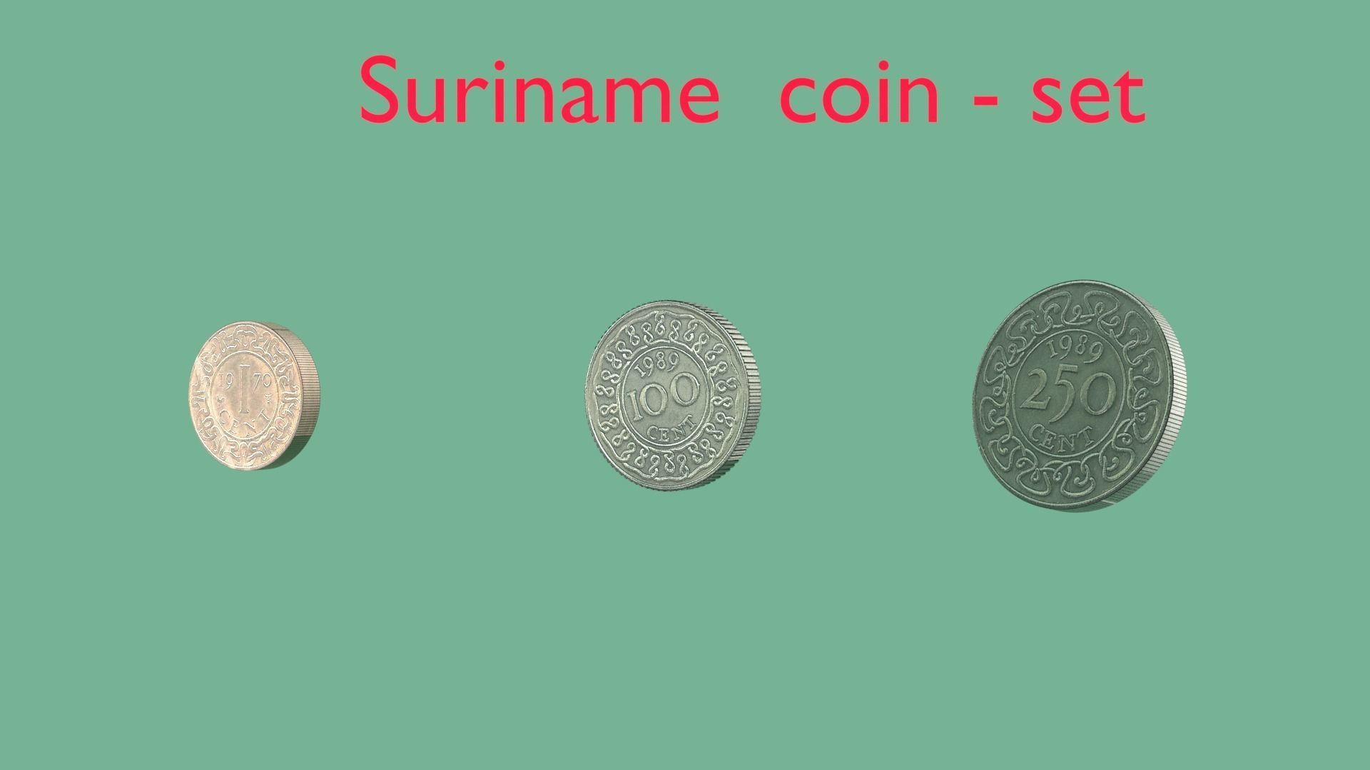 Suriname coin - set model 3D model_0
