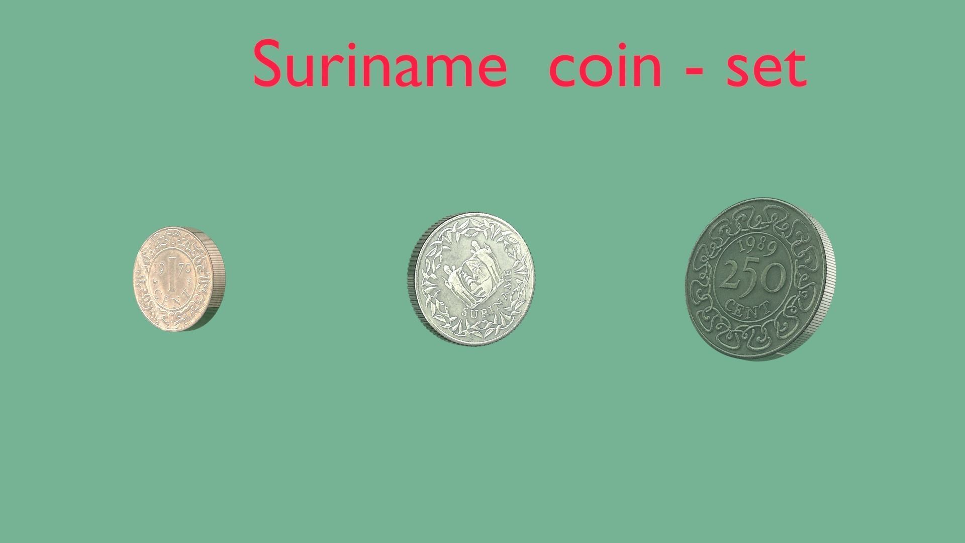 Suriname coin - set model 3D model_1