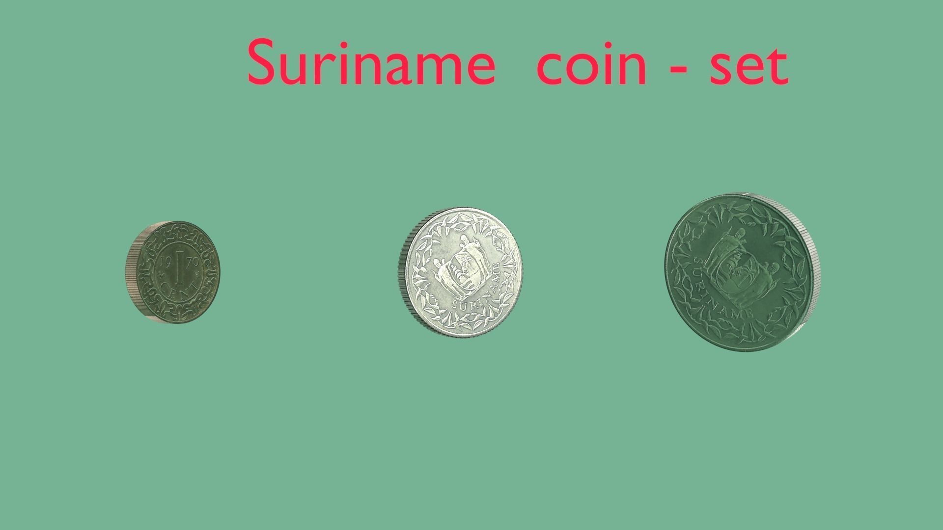 Suriname coin - set model 3D model_2