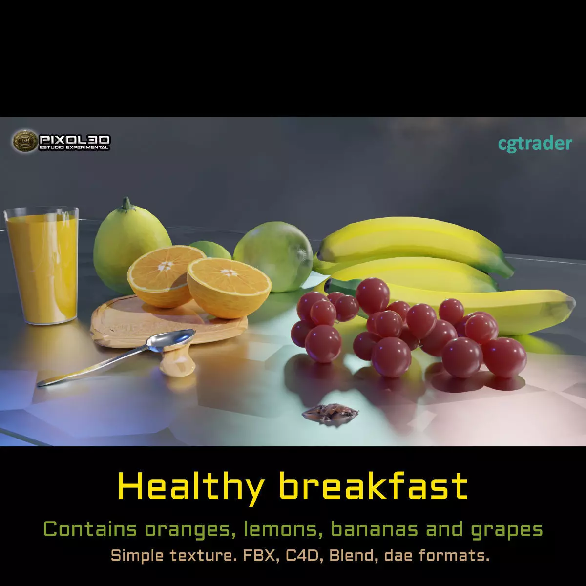 HEALTHY BREAKFAST Free low-poly 3D model