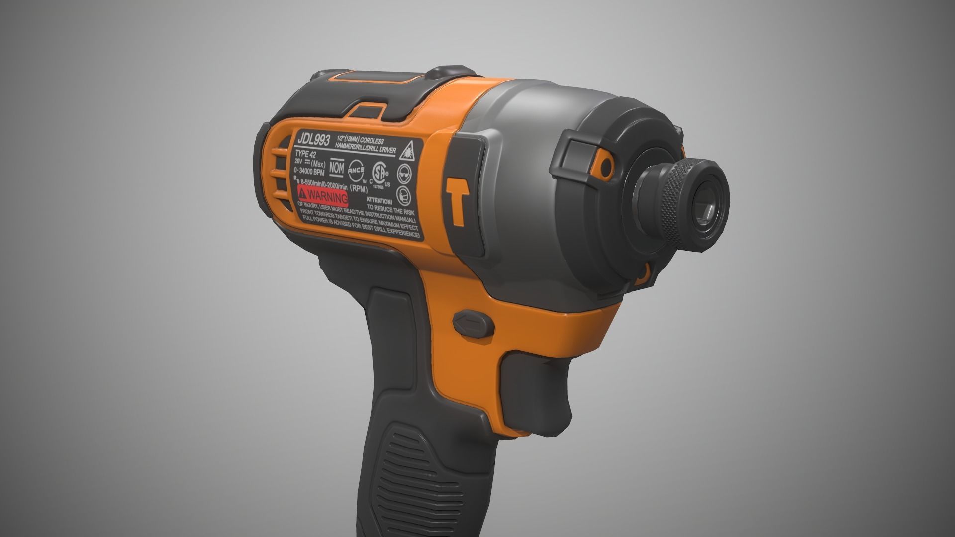 Impact Driver Low-poly 3D model_9
