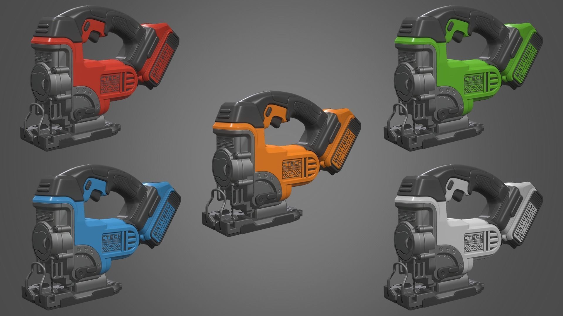 Jigsaw Battery Powered Low-poly 3D model_5