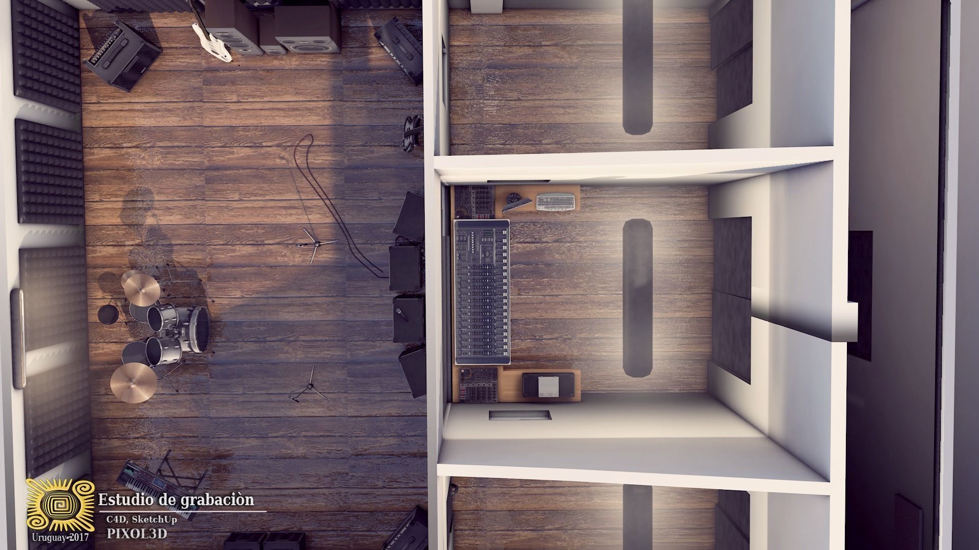 RECORDING STUDIO Low-poly 3D model_3