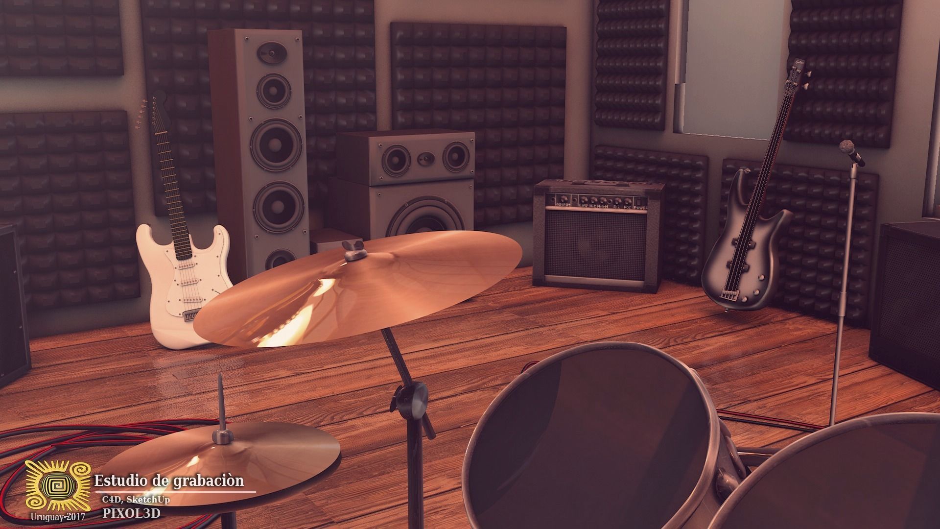 RECORDING STUDIO Low-poly 3D model_11