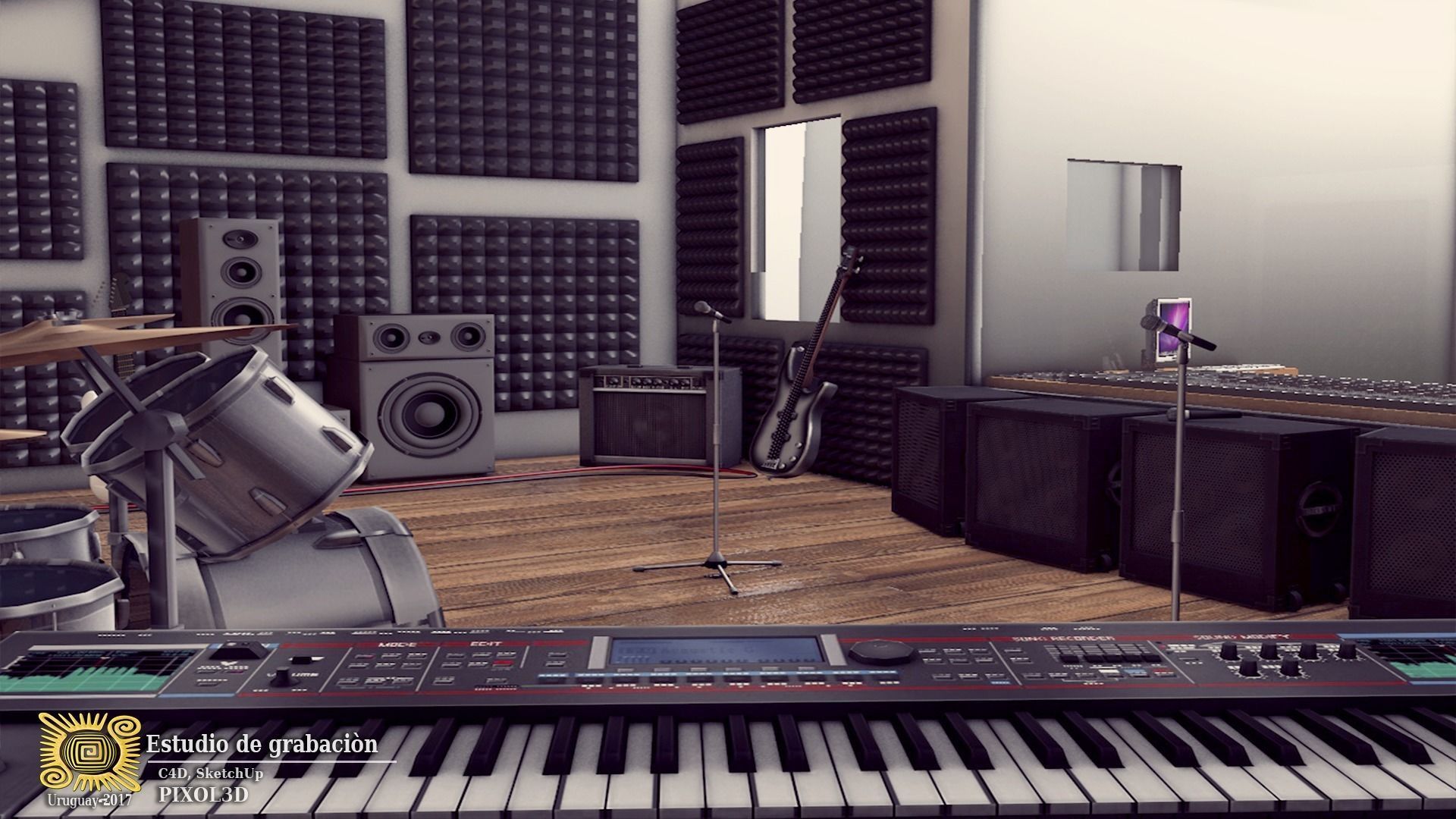RECORDING STUDIO Low-poly 3D model_5