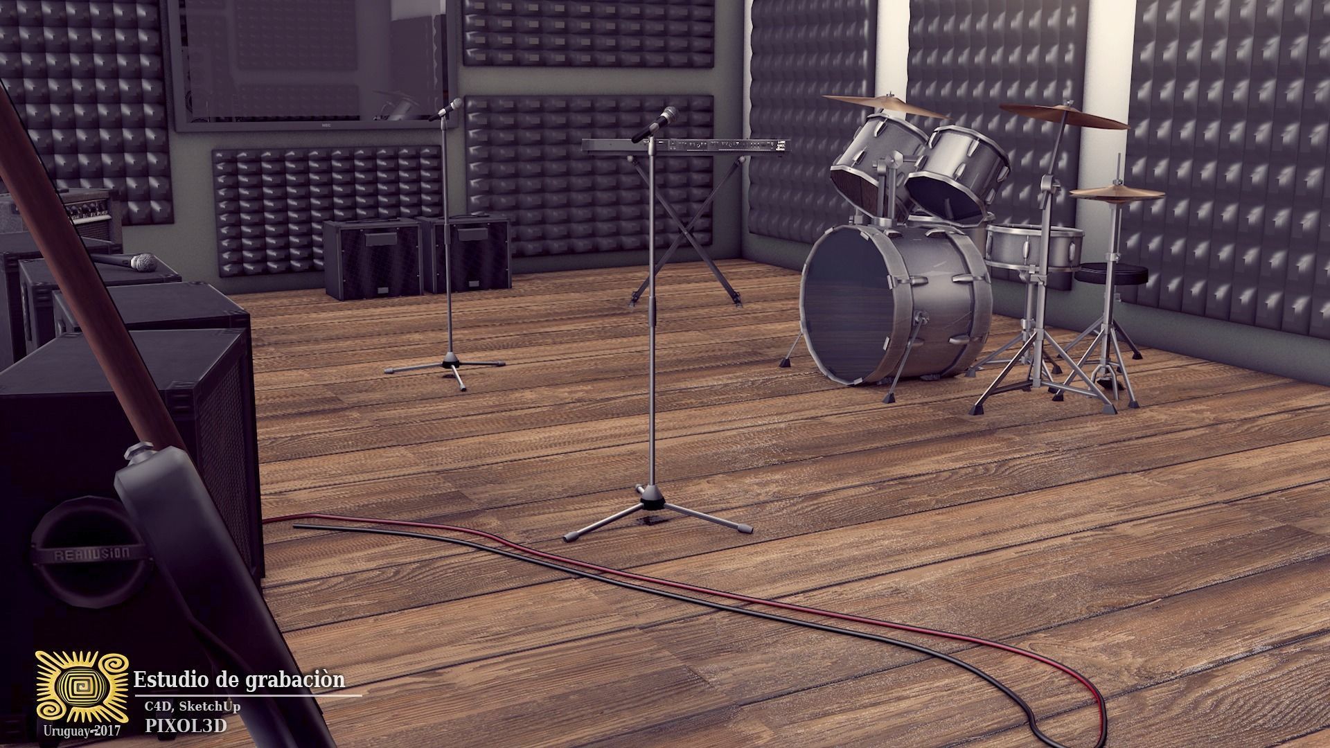 RECORDING STUDIO Low-poly 3D model_6