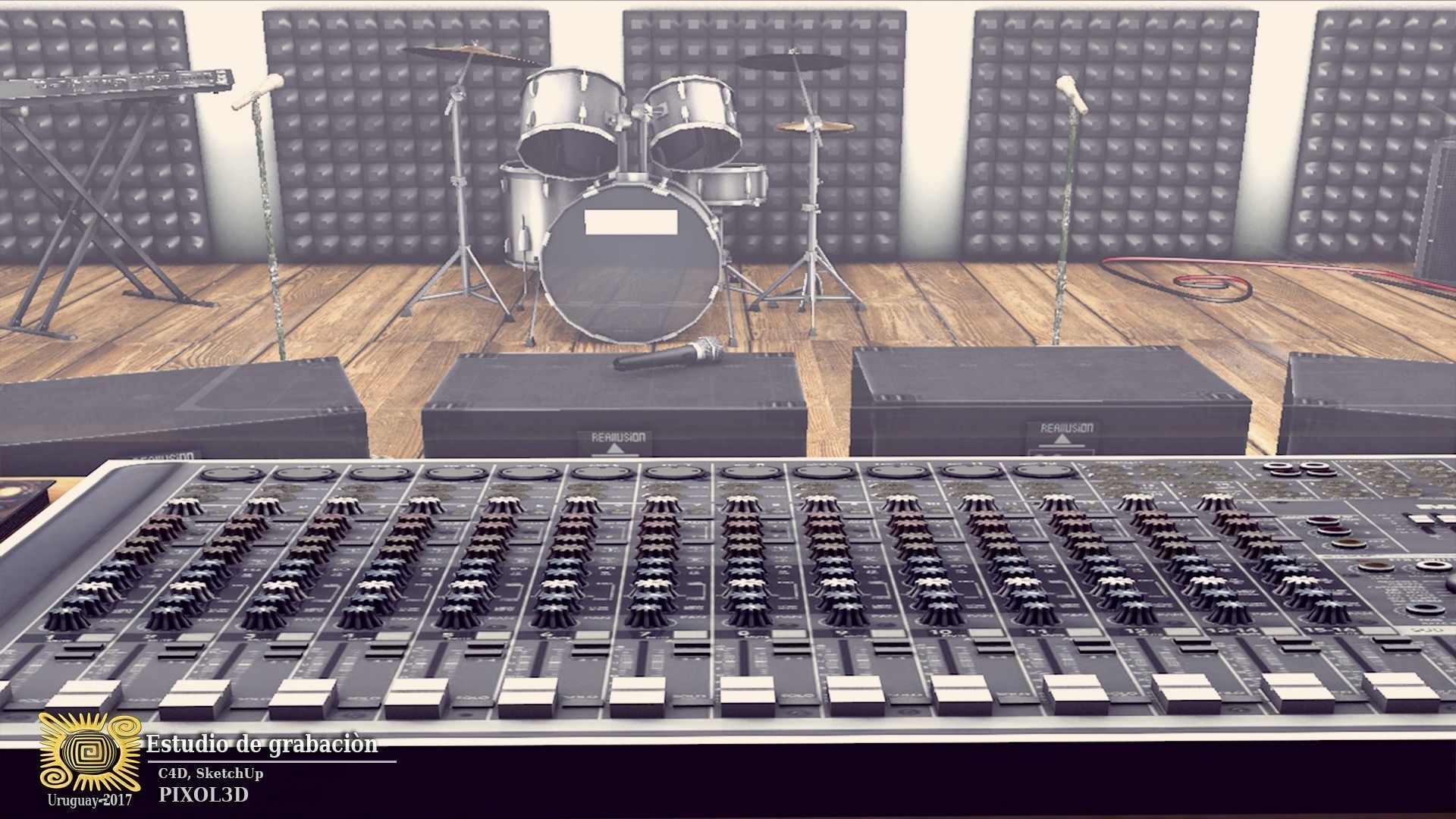RECORDING STUDIO Low-poly 3D model_4