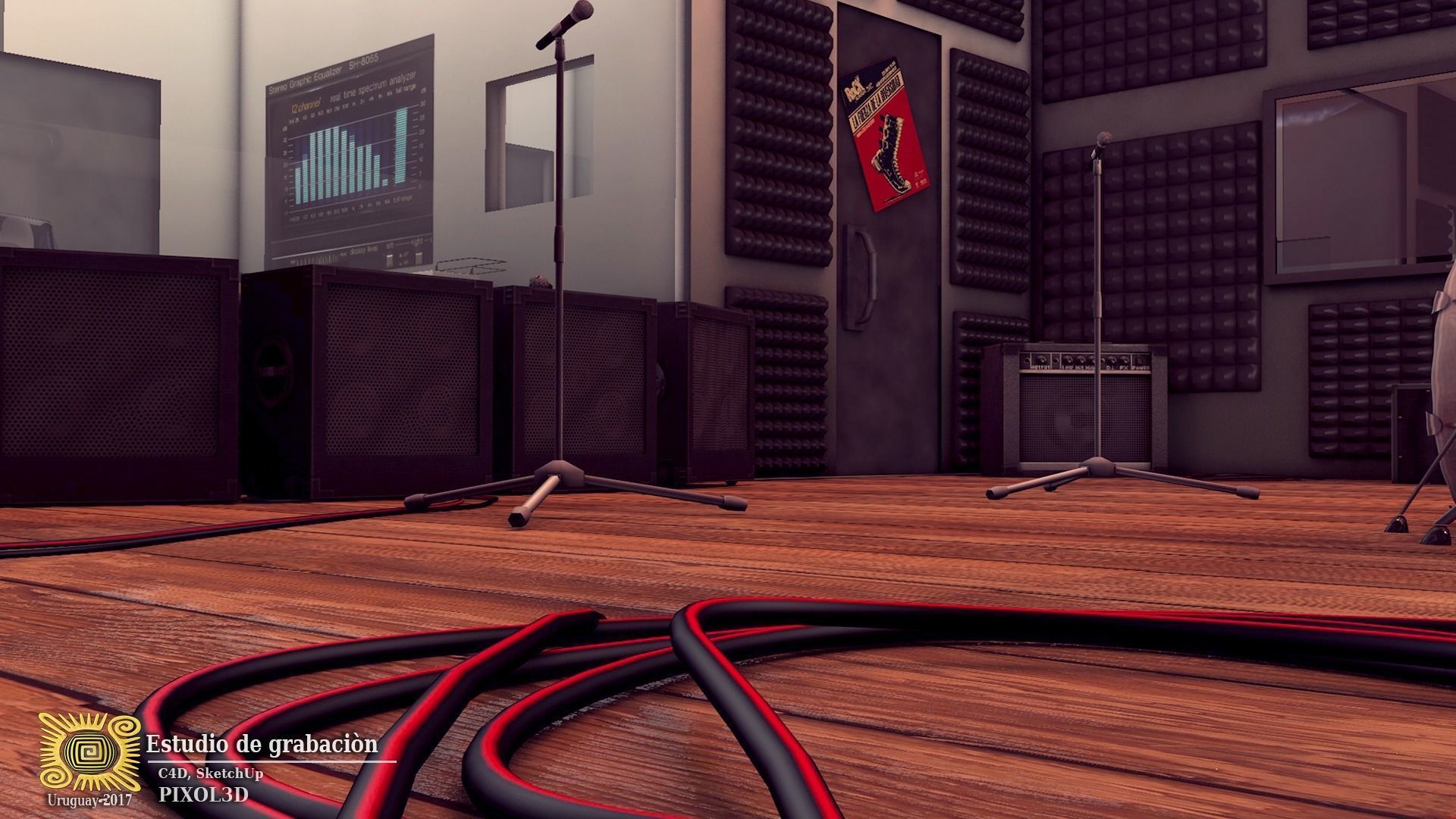 RECORDING STUDIO Low-poly 3D model_7