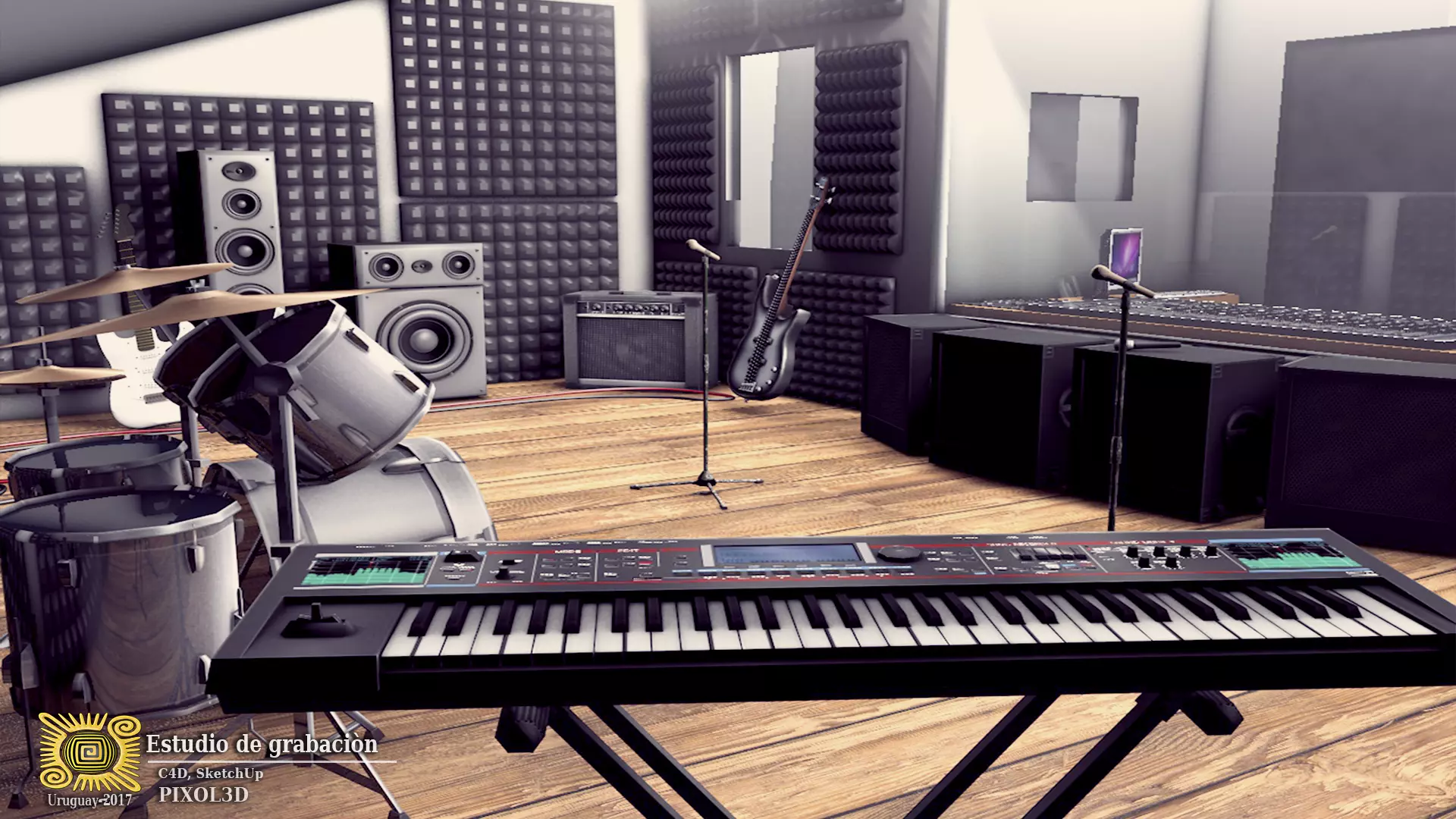 RECORDING STUDIO Low-poly 3D model_0
