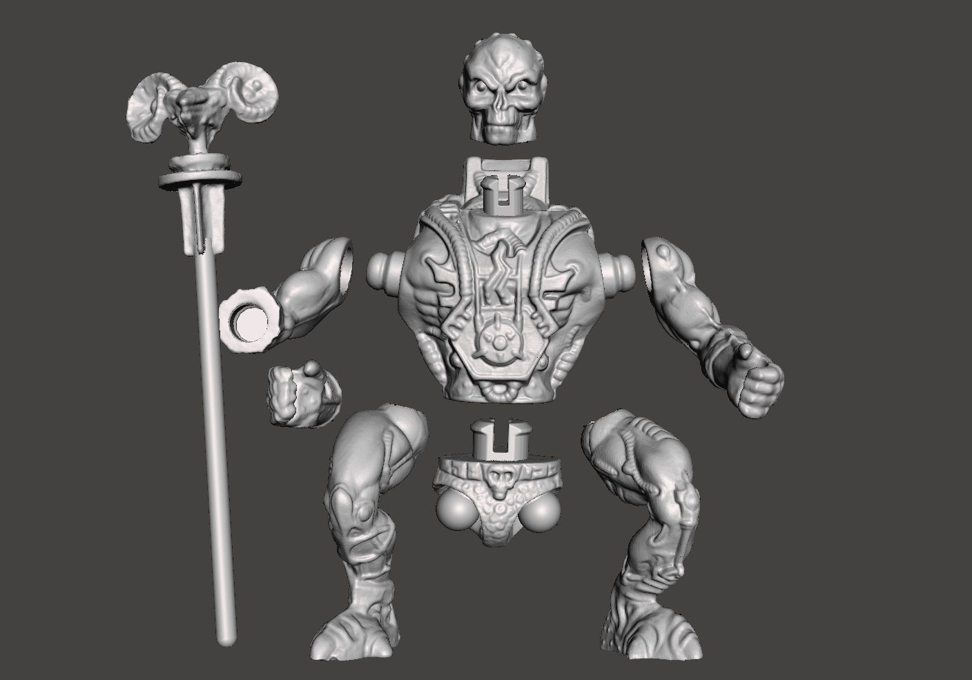 SKELETOR LASER LIGHT MOTU VINTAGE ACTION FIGURE COMPLETE 3D print model_7