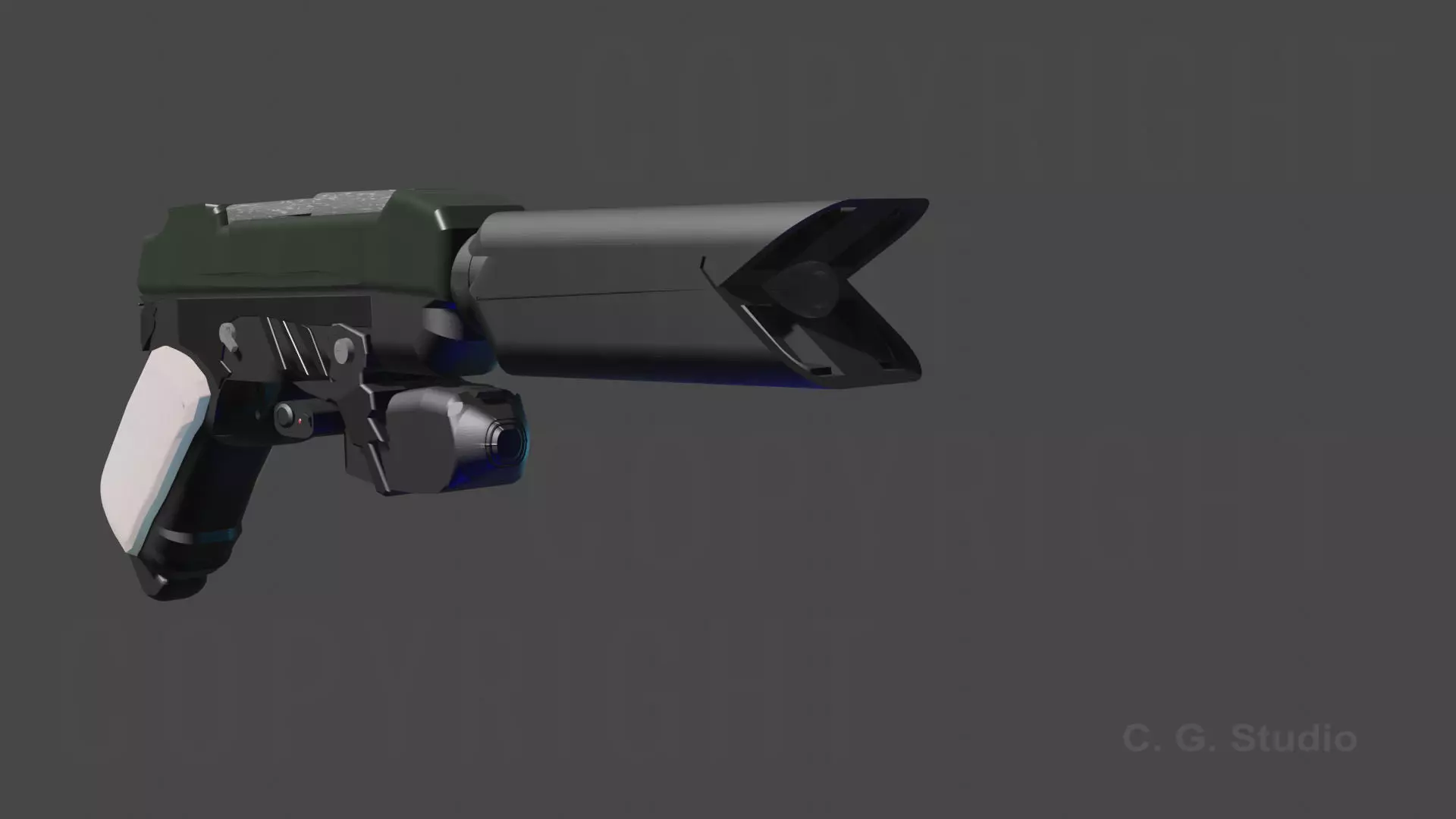 Hand Gun with Compressor  3D model_0