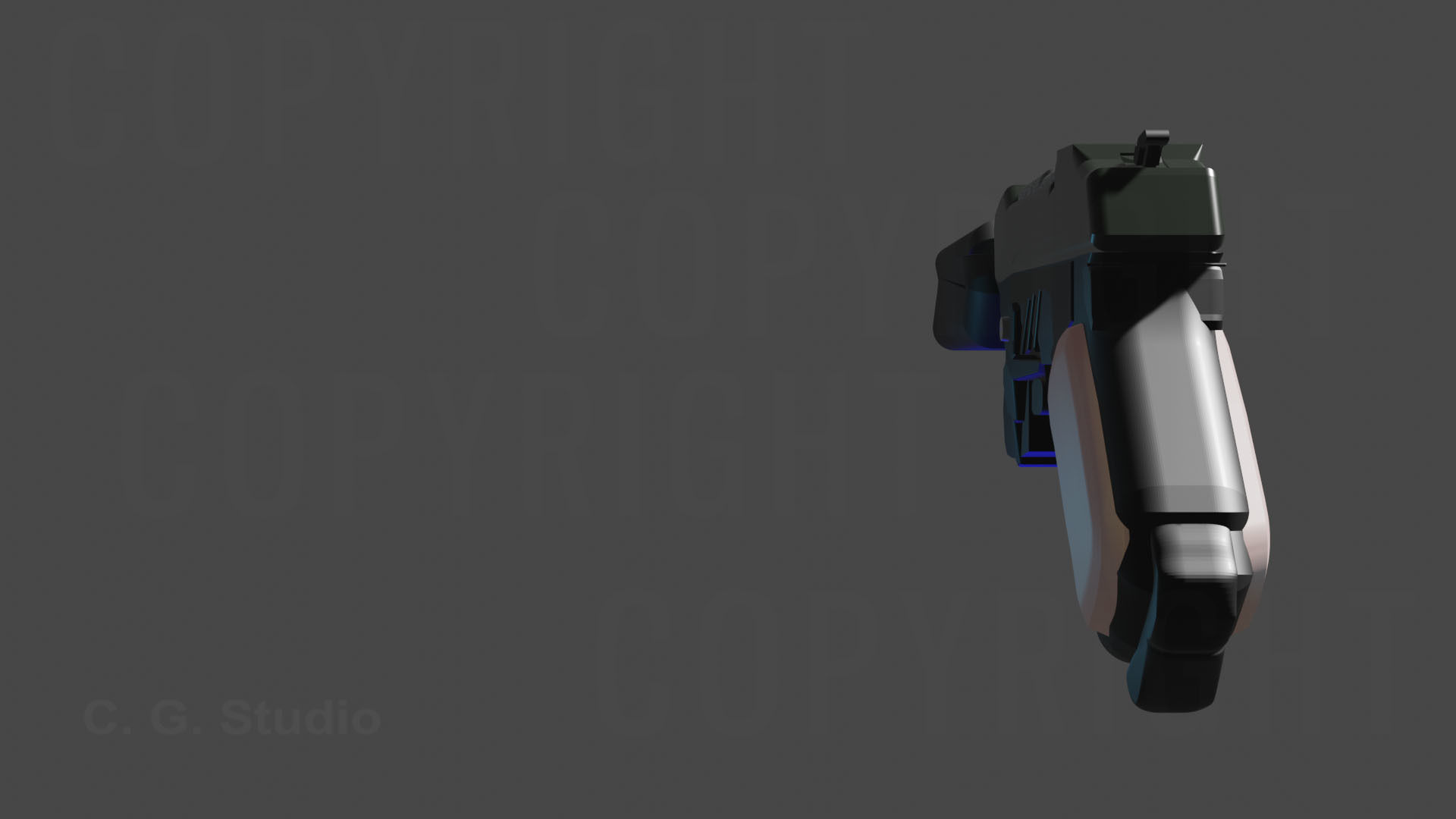 Hand Gun with Compressor  3D model_1