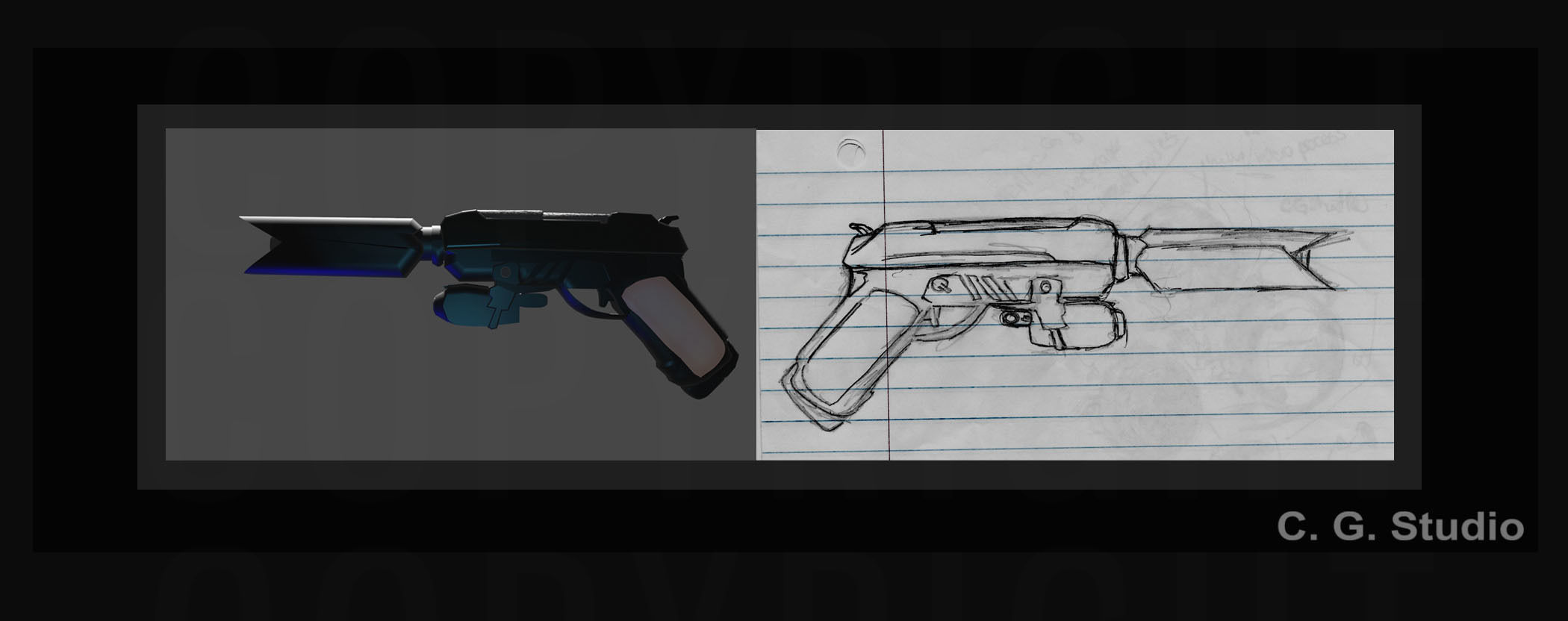 Hand Gun with Compressor  3D model_2