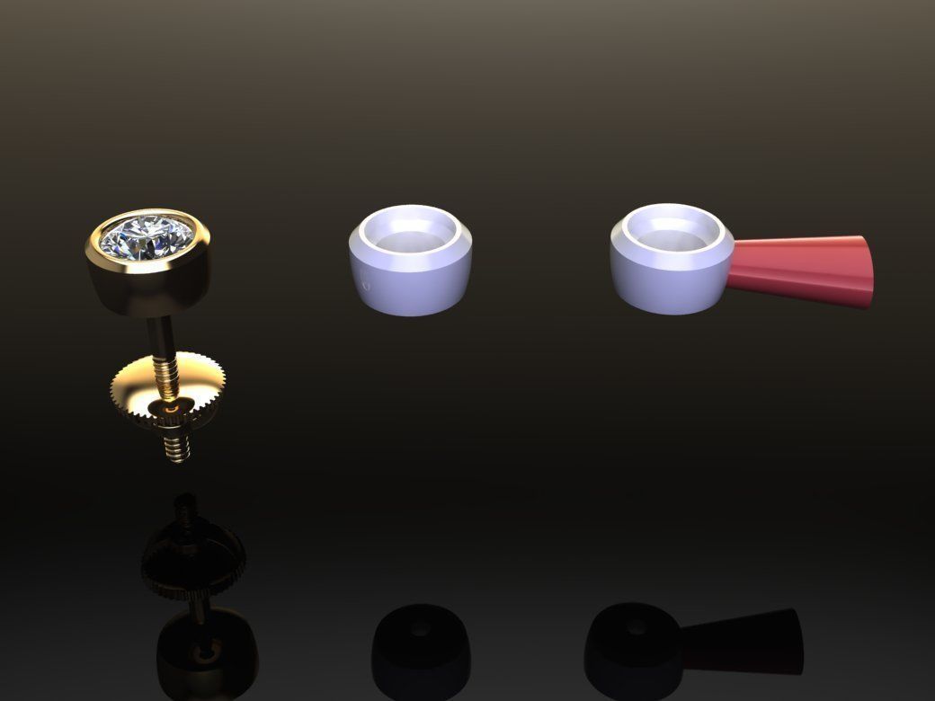 BEZEL STUD DIAMOND EARRING MIX SIZES 3D print model_7