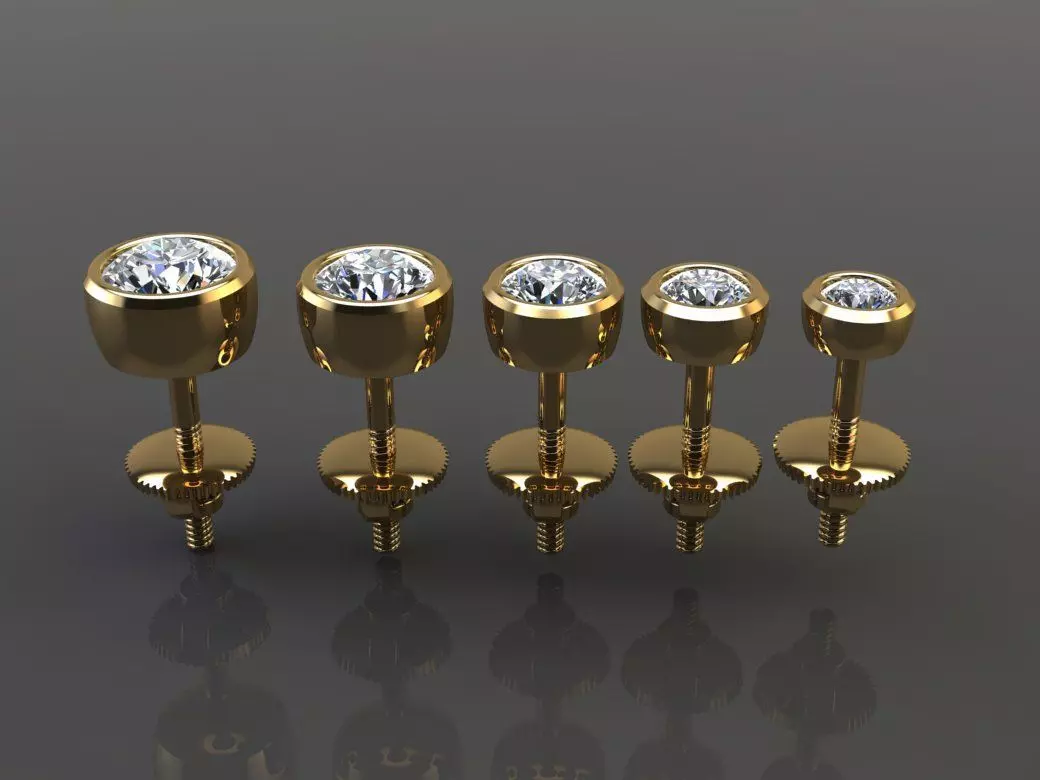 BEZEL STUD DIAMOND EARRING MIX SIZES 3D print model_0