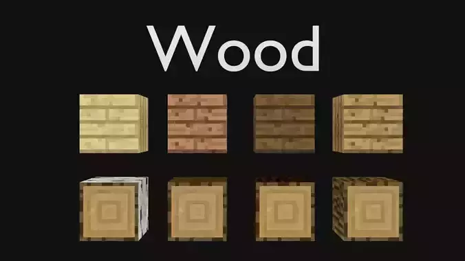 Blender Minecraft Wooden Planks and Logs Cycles Only Free 3D model