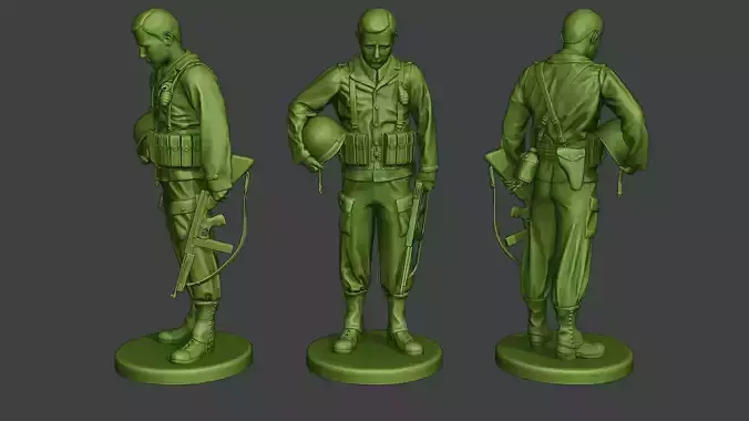 American soldier ww2 Praying A11 3D print model