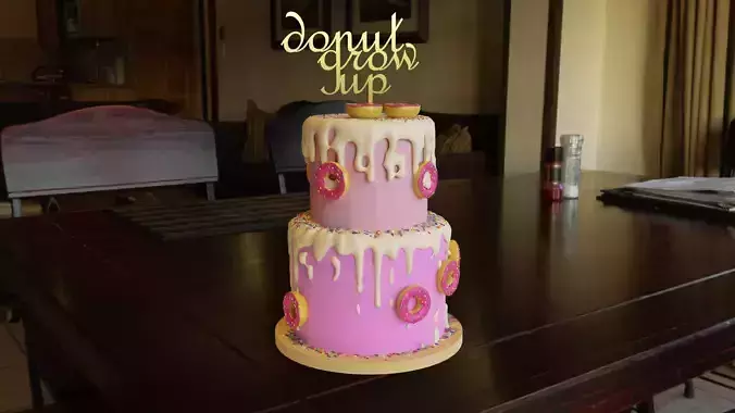 Cake 3D Model with donut on top Free 3D model