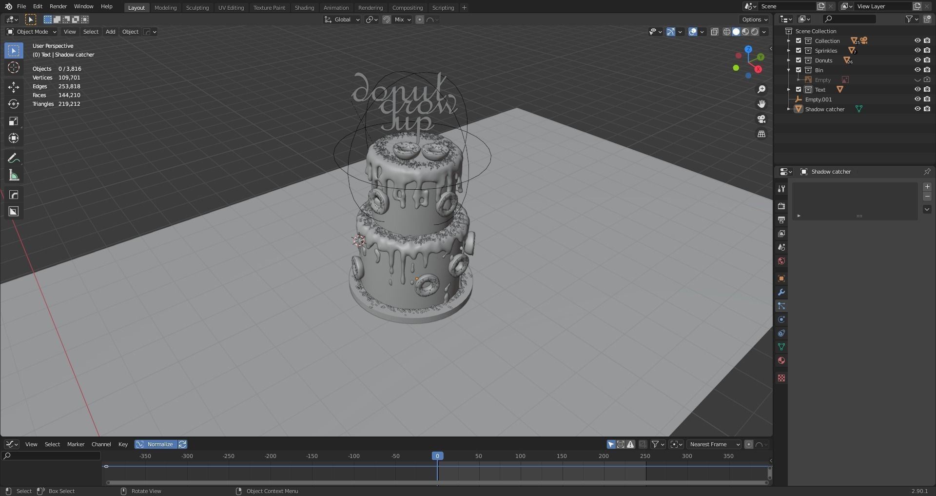 Cake 3D Model with donut on top Free 3D model_5