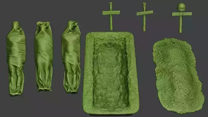 American soldier ww2 Tombs and Corpses A11 3D print model
