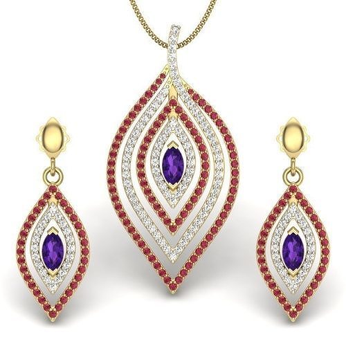 Women pendant-earrings set 3dm render detail 3D print model